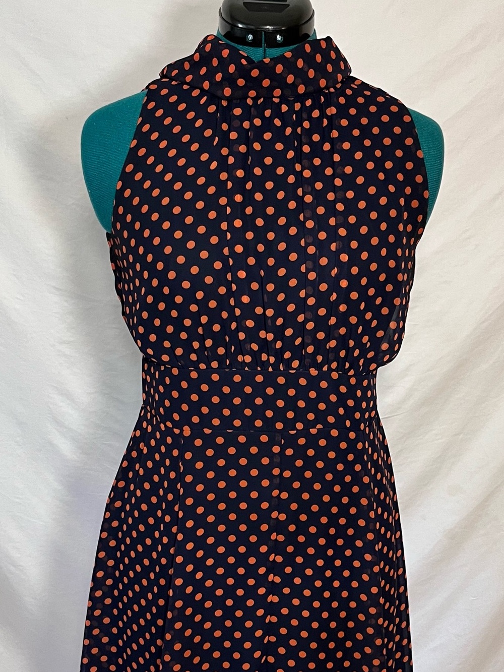 Polka Dot Midi Dress in Black and Orange